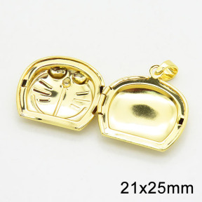 Brass Enamel Locket Pendants,Photo Frame Charms for Necklaces,Doraemon,Long-lasting plated,Gold,10x21x25mm,Hole:4x6mm,about 4.47g/pc,5 pcs/package,XFPC02478aaji-G030