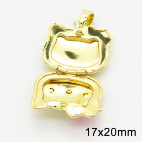 Brass Enamel Locket Pendants,Photo Frame Charms for Necklaces,Cat,Long-lasting plated,Gold,8x17x20mm,Hole:4x6mm,about 3.16g/pc,5 pcs/package,XFPC02480avja-G030