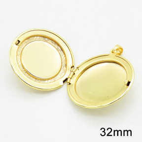 Brass Locket Pendants,Photo Frame Charms for Necklaces,Round,Long-lasting plated,Gold,6x32mm,Hole:4x6mm,about 7.44g/pc,5 pcs/package,XFPC02486aajl-G030