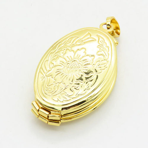Brass Folding Locket Pendants,Photo Frame Charms for Necklaces,Oval,Long-lasting plated,Gold,9x20x28mm,Hole:4x6mm,about 10.95g/pc,5 pcs/package,XFPC02488aako-G030