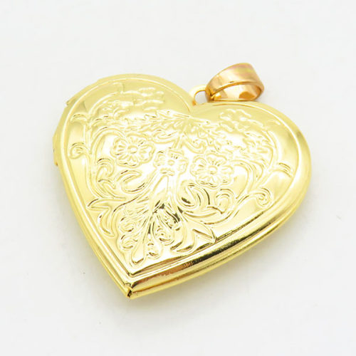 Brass Locket Pendants,Photo Frame Charms for Necklaces,Heart,Long-lasting plated,Gold,7x27x27mm,Hole:4x6mm,about 5.15g/pc,5 pcs/package,XFPC02492avja-G030