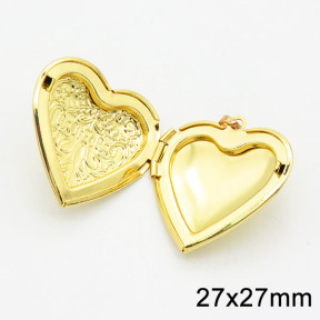 Brass Locket Pendants,Photo Frame Charms for Necklaces,Heart,Long-lasting plated,Gold,7x27x27mm,Hole:4x6mm,about 5.15g/pc,5 pcs/package,XFPC02492avja-G030