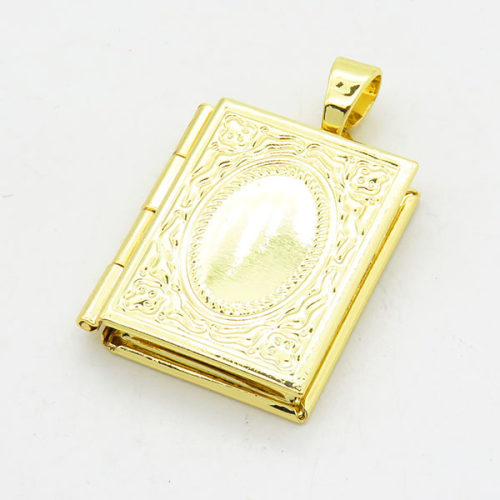 Brass Locket Pendants,Photo Frame Charms for Necklaces,Rectangle,Long-lasting plated,Gold,5x17x23mm,Hole:4x6mm,about 4.35g/pc,5 pcs/package,XFPC02496vail-G030