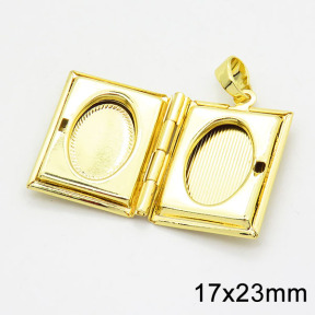 Brass Locket Pendants,Photo Frame Charms for Necklaces,Rectangle,Long-lasting plated,Gold,5x17x23mm,Hole:4x6mm,about 4.35g/pc,5 pcs/package,XFPC02496vail-G030