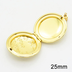 Brass Cubic Zirconia Locket Pendants,Photo Frame Charms for Necklaces,Round,Long-lasting plated,Gold,6x25mm,Hole:4x6mm,about 4.86g/pc,5 pcs/package,XFPC02498avja-G030
