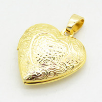 Brass Locket Pendants,Photo Frame Charms for Necklaces,Heart,Long-lasting plated,Gold,6x19x20mm,Hole:3x5mm,about 2.81g/pc,5 pcs/package,XFPC02512vaia-G030