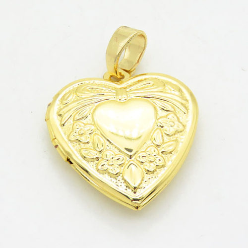 Brass Locket Pendants,Photo Frame Charms for Necklaces,Heart,Long-lasting plated,Gold,5.5x20x20mm,Hole:3x5mm,about 2.75g/pc,5 pcs/package,XFPC02516vaia-G030