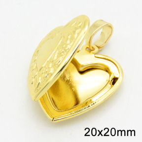 Brass Locket Pendants,Photo Frame Charms for Necklaces,Heart,Long-lasting plated,Gold,5.5x20x20mm,Hole:3x5mm,about 2.75g/pc,5 pcs/package,XFPC02516vaia-G030