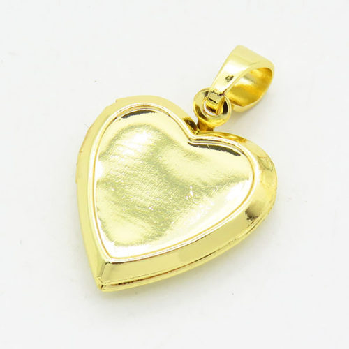 Brass Locket Pendants,Photo Frame Charms for Necklaces,Heart,Long-lasting plated,Gold,4.5x17x18mm,Hole:4x6mm,about 2.37g/pc,5 pcs/package,XFPC02520vaia-G030