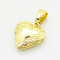 Brass Locket Pendants,Photo Frame Charms for Necklaces,Heart,Long-lasting plated,Gold,5x13x13mm,Hole:4x6mm,about 1.46g/pc,5 pcs/package,XFPC02532aahl-G030