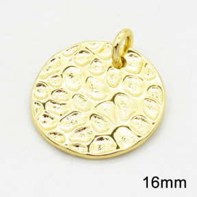 Brass Pendants,Round,Long-lasting plated,Gold,1x16mm,Hole:3mm,about 1.37g/pc,5 pcs/package,XFPC02562aahm-G030