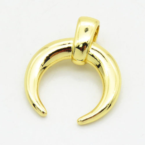 Brass Pendants,Horns,Long-lasting plated,Gold,18x22mm,Hole:3x4mm,about 3.18g/pc,5 pcs/package,XFPC02566aahm-G030