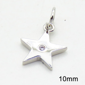 Brass Cubic Zirconia Pendants,Grade A,High quality handmade polishing,Star,Random mixed color,1.5x10mm,Hole:4mm,about 0.47g/pc,5 pcs/package,XFPC02577aajm-G030