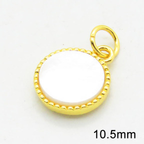 Brass Shell Pendants,Grade A,High quality handmade polishing,Round,Random mixed color,3x10.5mm,Hole:4mm,about 1.11g/pc,5 pcs/package,XFPC02595abli-G030
