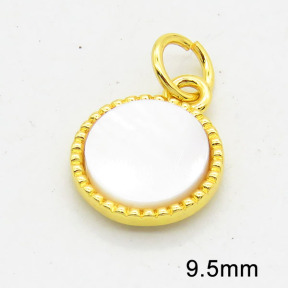 Brass Shell Pendants,Grade A,High quality handmade polishing,Round,Random mixed color,2.5x9.5mm,Hole:4mm,about 0.83g/pc,5 pcs/package,XFPC02598abli-G030