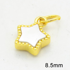 Brass Shell Pendants,Grade A,High quality handmade polishing,Star,Random mixed color,3x8.5mm,Hole:4mm,about 0.72g/pc,5 pcs/package,XFPC02607bblo-G030