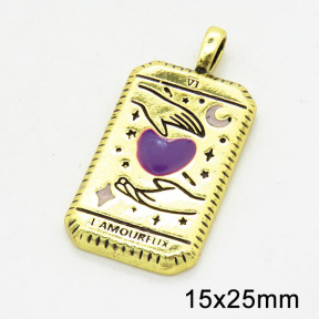Brass Enamel Pendants,Rectangle,Long-lasting plated,Gold,3x15x25mm,Hole:2x4mm,about 4.69g/pc,5 pcs/package,XFPC02619bblk-G030
