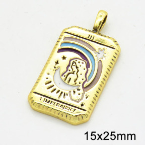 Brass Enamel Pendants,Rectangle,Long-lasting plated,Gold,3x15x25mm,Hole:2x4mm,about 4.23g/pc,5 pcs/package,XFPC02623bblk-G030