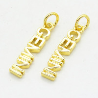 Brass Pendants,Strip,Gemini,Long-lasting plated,Gold,4x17mm,Hole:4mm,about 0.69g/pc,5 pcs/package,XFPC02635aahi-G030