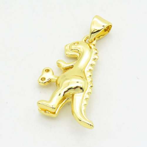 Brass Pendants,Dinosaur,Long-lasting plated,Gold,15x19mm,Hole:3x5mm,about 2.86g/pc,5 pcs/package,XFPC02707vaia-G030