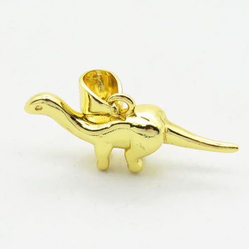 Brass Pendants,Dinosaur,Long-lasting plated,Gold,7x22mm,Hole:3x5mm,about 1.46g/pc,5 pcs/package,XFPC02709vaia-G030