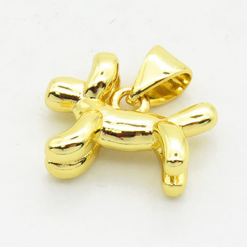 Brass Pendants,Dog,Long-lasting plated,Gold,12x15mm,Hole:3x5mm,about 2.08g/pc,5 pcs/package,XFPC02713vaia-G030
