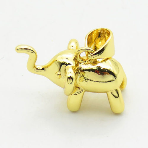 Brass Pendants,Elephant,Long-lasting plated,Gold,11x17mm,Hole:3x5mm,about 2.93g/pc,5 pcs/package,XFPC02715vaia-G030