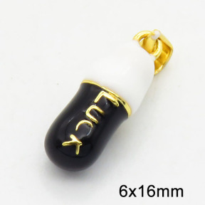Brass Enamel Pendants,Pill,Long-lasting plated,Gold,6x16mm,Hole:3x5mm,about 2.80g/pc,5 pcs/package,XFPC02743aajl-G030
