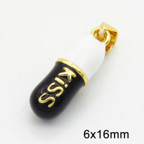 Brass Enamel Pendants,Pill,Long-lasting plated,Gold,6x16mm,Hole:3x5mm,about 2.80g/pc,5 pcs/package,XFPC02749aajl-G030