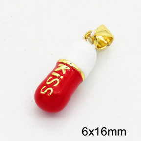 Brass Enamel Pendants,Pill,Long-lasting plated,Gold,6x16mm,Hole:3x5mm,about 2.80g/pc,5 pcs/package,XFPC02749aajl-G030