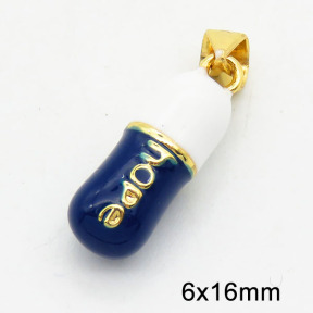 Brass Enamel Pendants,Pill,Long-lasting plated,Gold,6x16mm,Hole:3x5mm,about 2.80g/pc,5 pcs/package,XFPC02761aajl-G030
