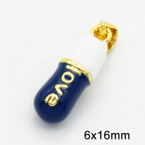 Brass Enamel Pendants,Pill,Long-lasting plated,Gold,6x16mm,Hole:3x5mm,about 2.80g/pc,5 pcs/package,XFPC02773aajl-G030