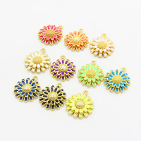 Brass Enamel Pendants,Daisy,Long-lasting plated,Gold,17mm,Hole:2mm,about 3.08g/pc,5 pcs/package,XFPC02779avja-G030