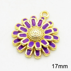 Brass Enamel Pendants,Daisy,Long-lasting plated,Gold,17mm,Hole:2mm,about 3.08g/pc,5 pcs/package,XFPC02779avja-G030