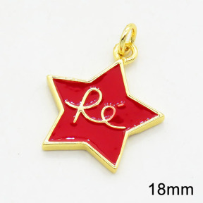 Brass Enamel Pendants,Star,Long-lasting plated,Gold,18mm,Hole:4mm,about 1.93g/pc,5 pcs/package,XFPC02790aahn-G030