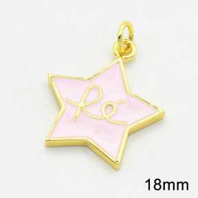 Brass Enamel Pendants,Star,Long-lasting plated,Gold,18mm,Hole:4mm,about 1.93g/pc,5 pcs/package,XFPC02790aahn-G030