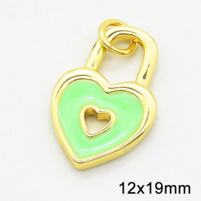Brass Enamel Pendants,Heart Lock,Long-lasting plated,Gold,12x19mm,Hole:4mm,about 1.30g/pc,5 pcs/package,XFPC02800aahn-G030