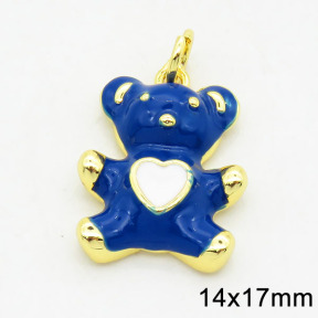 Brass Enamel Pendants,Bear,Long-lasting plated,Gold,14x17mm,Hole:4mm,about 2.14g/pc,5 pcs/package,XFPC02822avja-G030