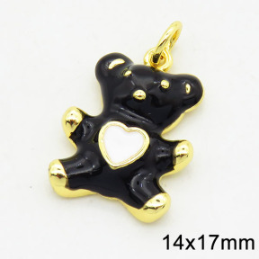 Brass Enamel Pendants,Bear,Long-lasting plated,Gold,14x17mm,Hole:4mm,about 2.14g/pc,5 pcs/package,XFPC02822avja-G030
