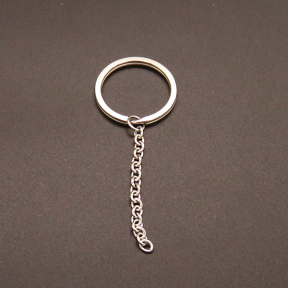 304 Stainless Steel Keychain Clasps Findings,Split Key Rings,with Chains,True color,32x3+55mm,Hole:26mm,about 7.59g/pc,50 pcs/package,XFC00066aaha-611