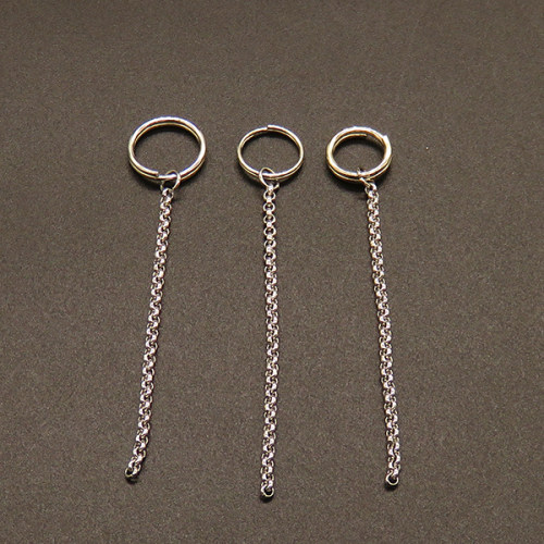 304 Stainless Steel Keychain Clasps Findings,Split Key Rings,with Chains,True color,12x2+50mm,Hole:10mm,about 0.87g/pc,100 pcs/package,XFC00068vablb-611