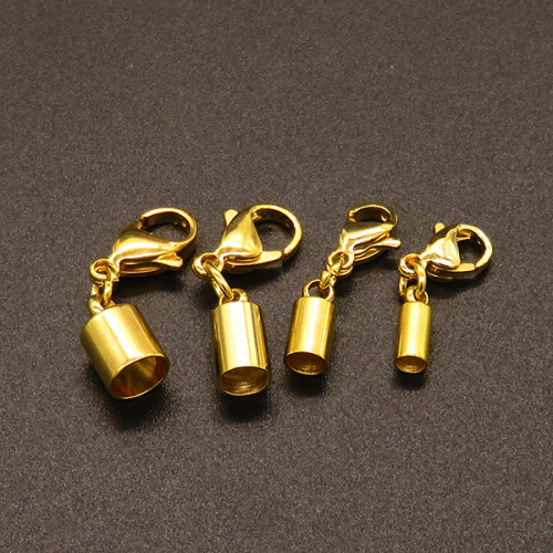 304 Stainless Steel Jewelry Clasps,Lobster Claw Clasps,with Cord End,Vacuum plating Gold,24x7mm,Hole:5mm,about 1g/pc,50 pcs/package,XFCL00670aaha-611