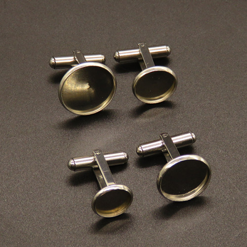 304 Stainless Steel Cufflinks Tray Settings,Cuff Button,True color,20x17mm,about 2.6g/pc,10 pcs/package,XFCS00009vail-611