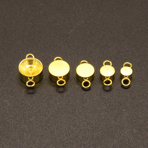 304 Stainless Steel Cabochon Connector Settings,Flat Round,Vacuum plating Gold,8mm,Hole:1.8mm,about 0.9g/pc,100 pcs/package,XFCS00032vabpb-611