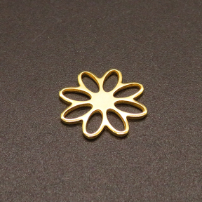 304 Stainless Steel Filigree Joiners,Flower,Vacuum plating Gold,15mm,Hole:2x5mm,about 0.5g/pc,100 pcs/package,XFCS00050vablb-611
