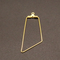 304 Stainless Steel Hoop Earring Findings,Wire Pendants,Trapezoid,Vacuum plating Gold,45x18mm,Hole:1mm,about 0.4g/pc,100 pcs/package,XFE00178vabob-611
