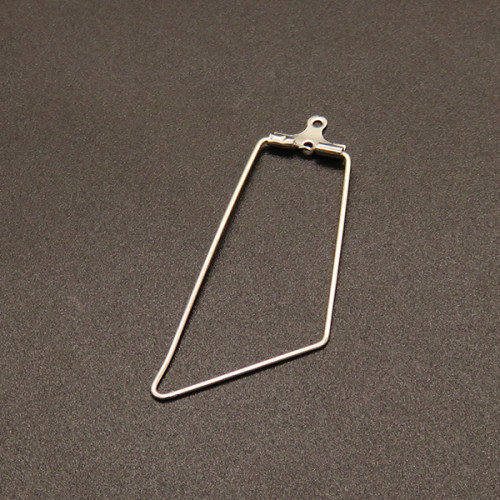 304 Stainless Steel Hoop Earring Findings,Wire Pendants,Trapezoid,True color,45x18mm,Hole:1mm,about 0.4g/pc,100 pcs/package,XFE00179vablb-611