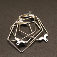 304 Stainless Steel Hoop Earring Findings,Wire Pendants,Rhombus,True color,36x21mm,Hole:1mm,about 0.25g/pc,100 pcs/package,XFE00182vablb-611