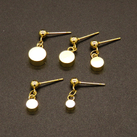 304 Stainless Steel Ear Studs,Flat Round,Vacuum plating Gold,18x8mm,about 1.31g/pc,50 pcs/package,XFE00192aahj-611