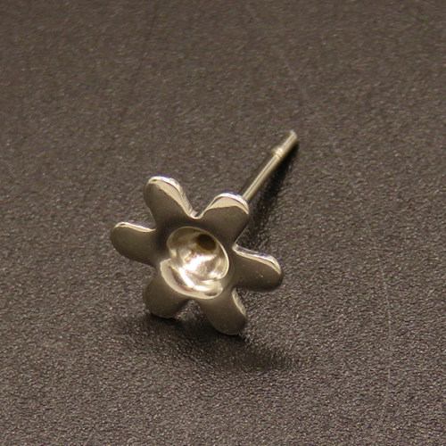 304 Stainless Steel Stud Earring Findings,Flower,True color,9mm,about 0.2g/pc,100 pcs/package,XFE00243vabib-611